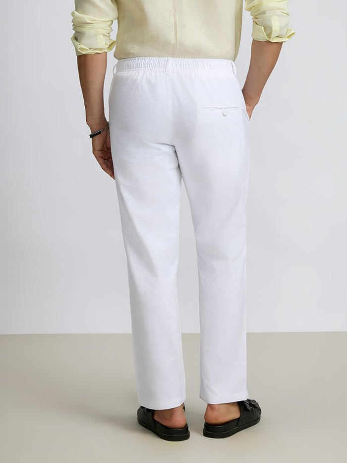 Lounge White Linen Look Trousers