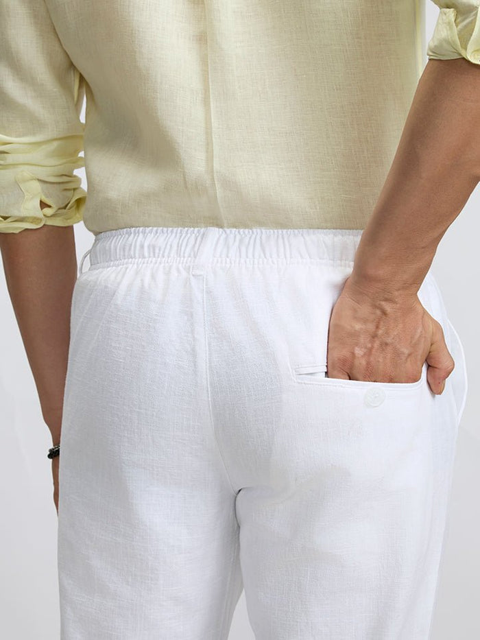Lounge White Linen Look Trousers