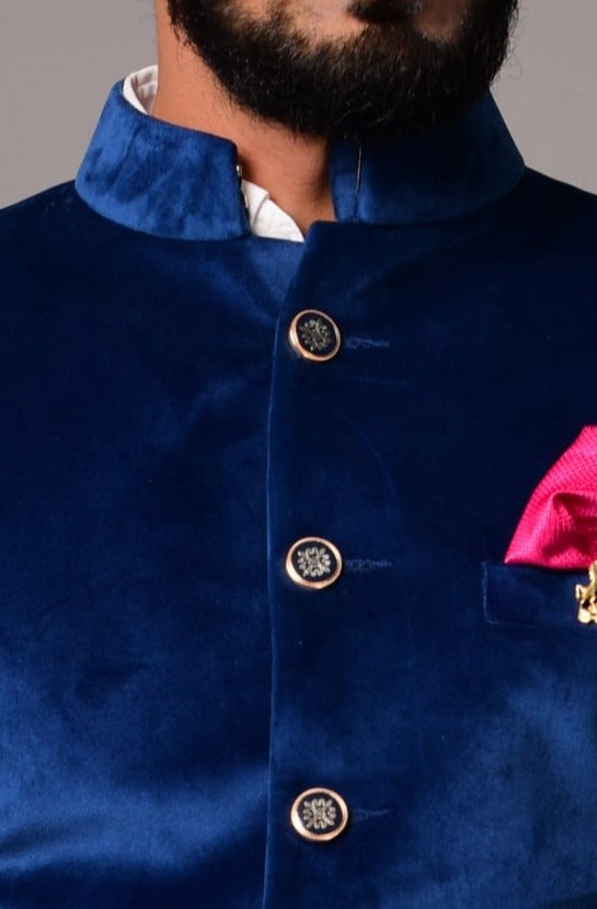 Luxury Velvet Royal Blue Maharaja Style Sherwani