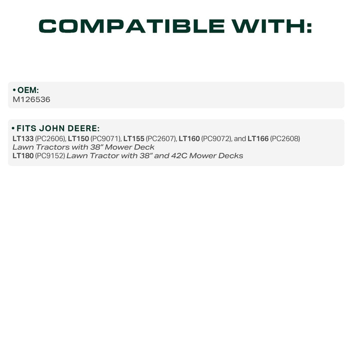 M126536 Mower Deck Belt Replacement for John Deere LT180, LT160, LT133 & More | 38-in Deck | Aramid Cord