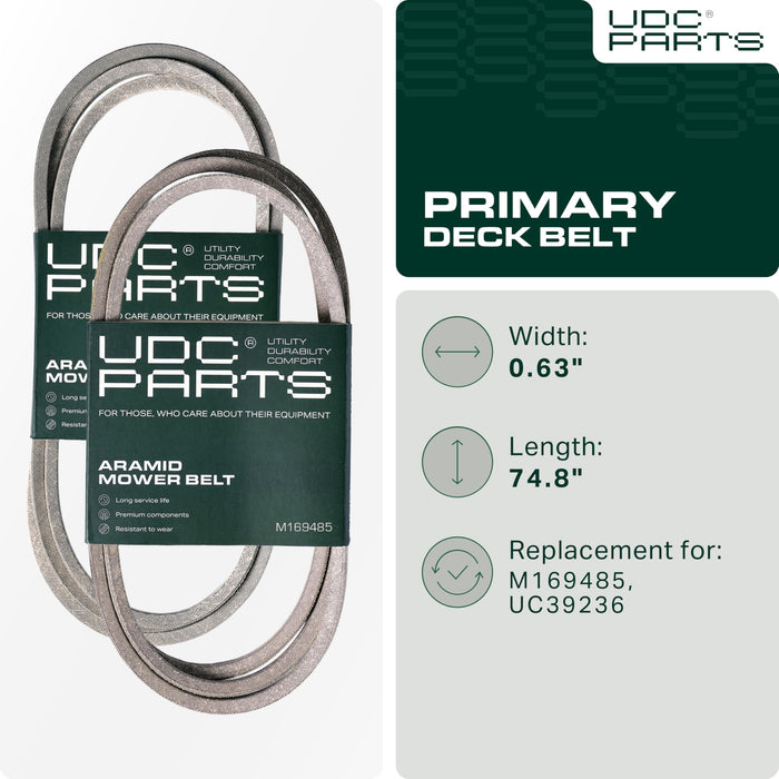 M169485, UC39236 Mower Deck Belt Replacement for John Deere X330, X350, X380 & More | Aramid Cord