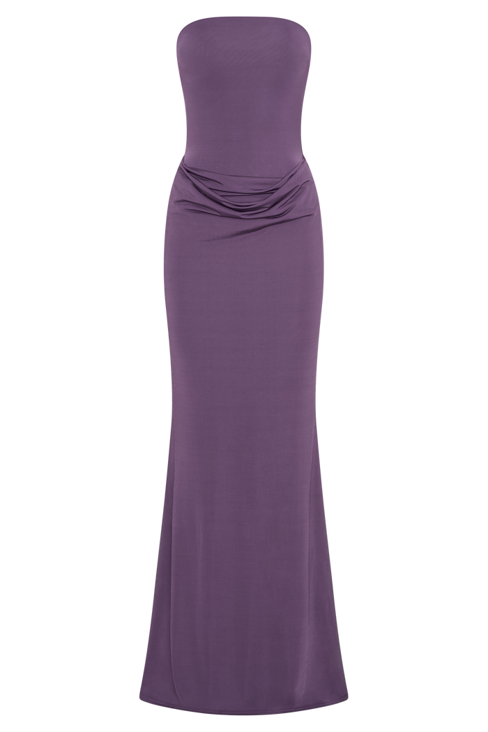Madison Strapless Slinky Maxi Dress - Purple