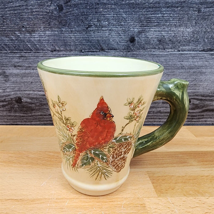 Male Cardinal And Pine Cones Coffee Mugs Set of 3 Ceramic Tea Cups Pacific Rim