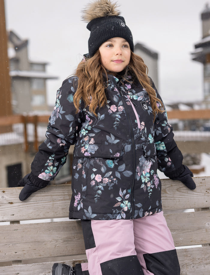 Manteau fleuri à capuchon pour ado fille