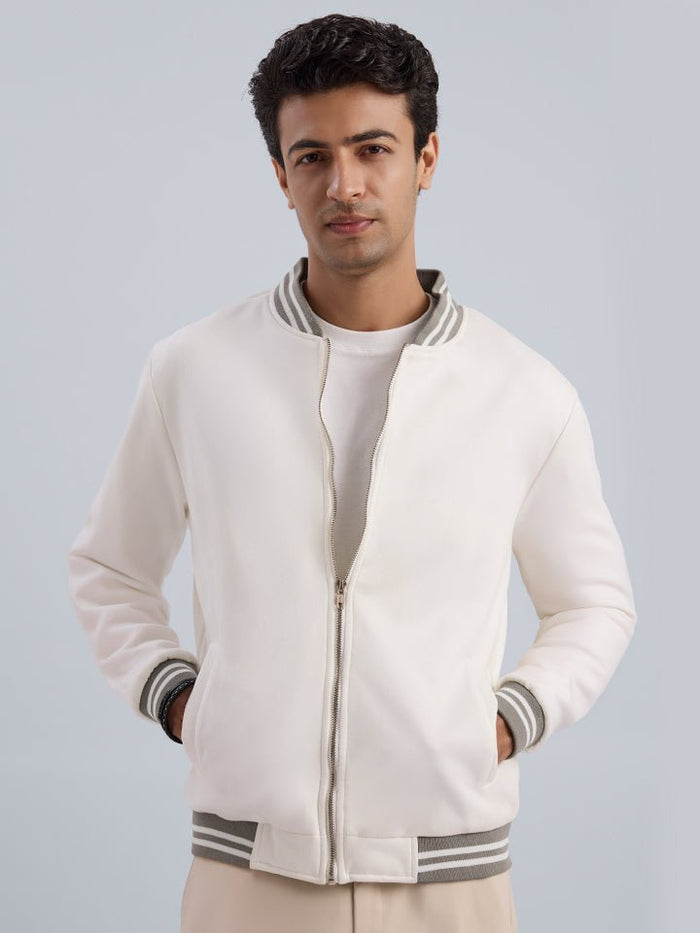 Maple White Tipped Collar Bomber Jacket
