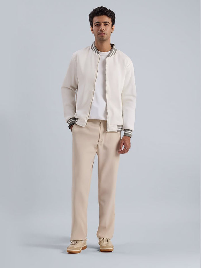 Maple White Tipped Collar Bomber Jacket
