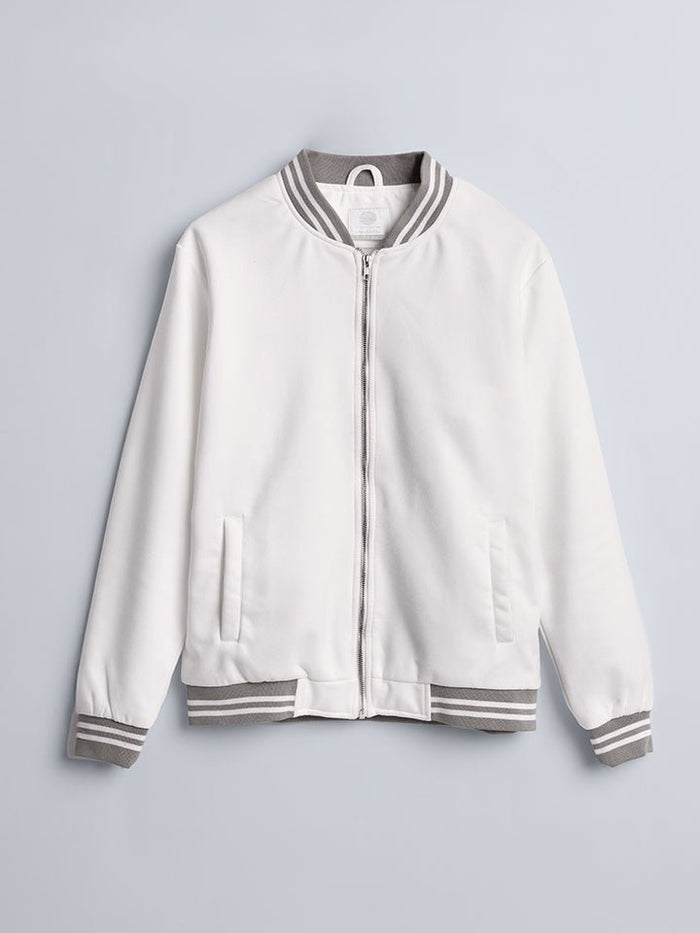 Maple White Tipped Collar Bomber Jacket