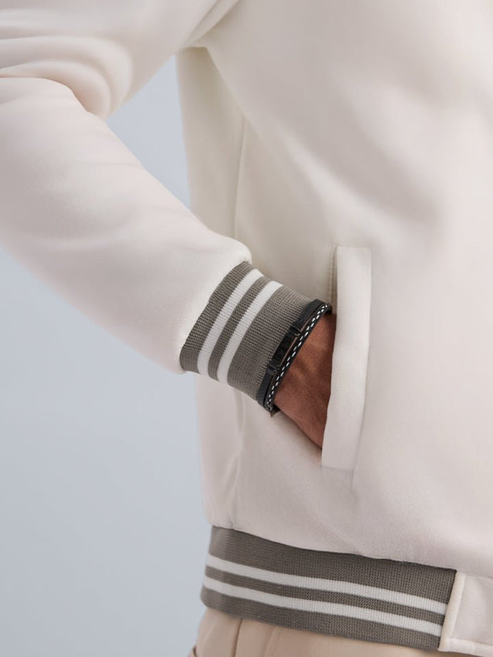 Maple White Tipped Collar Bomber Jacket