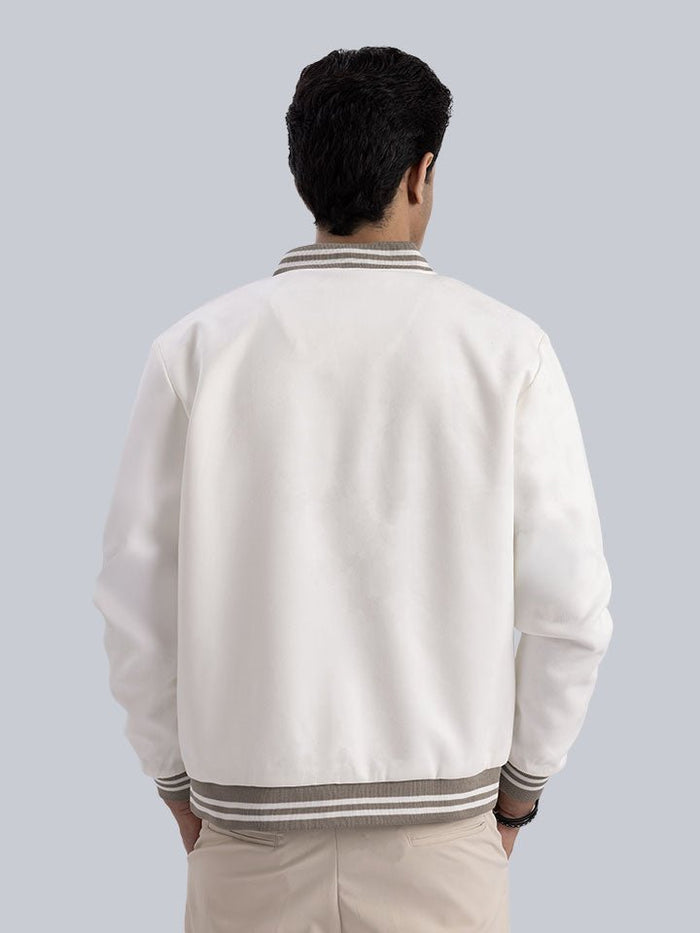 Maple White Tipped Collar Bomber Jacket