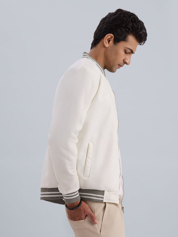Maple White Tipped Collar Bomber Jacket
