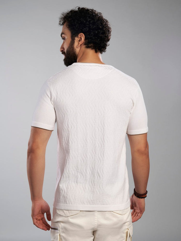 White Crew Neck Cotton T-Shirt - Maze