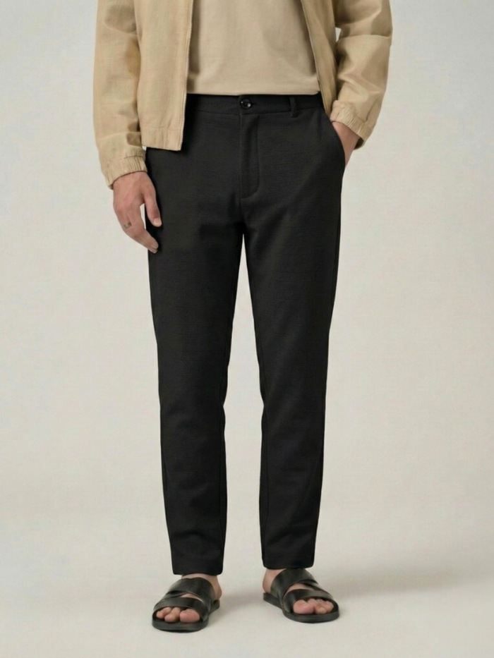 Men's Black Checks Soft Lycra Trousers