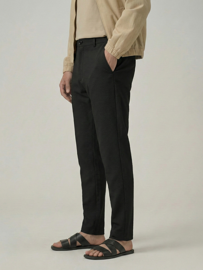 Men's Black Checks Soft Lycra Trousers
