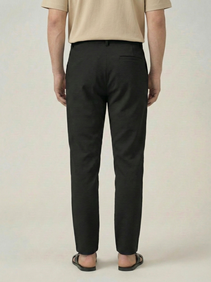 Men's Black Checks Soft Lycra Trousers