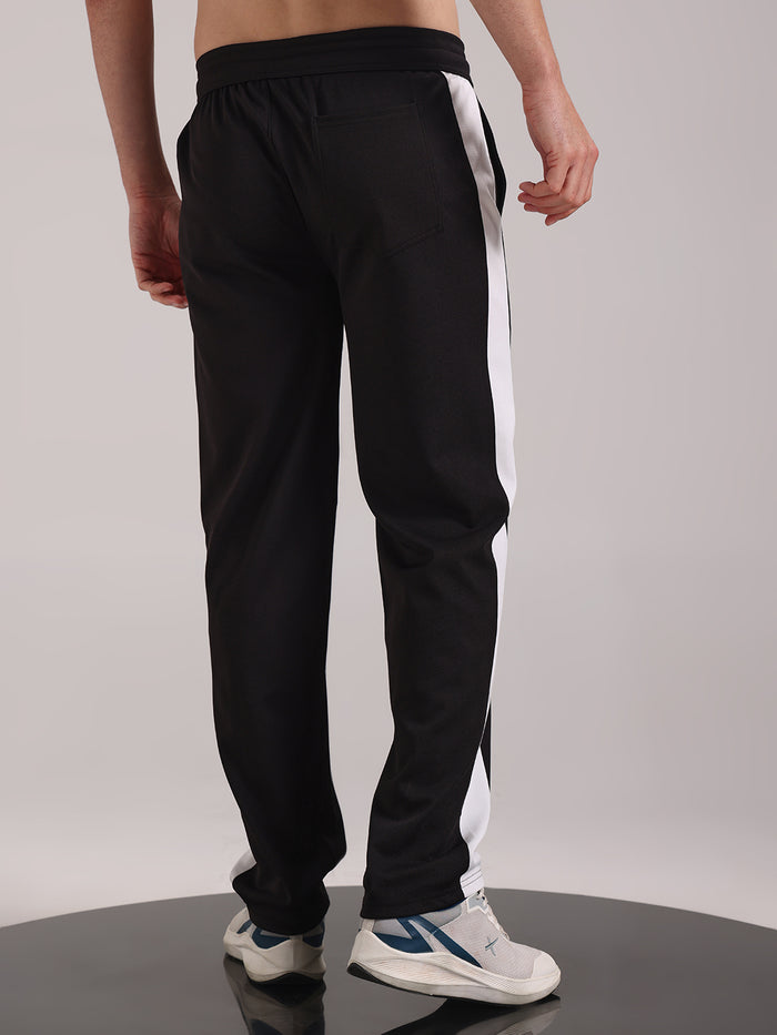 Men's Black Contrast Side Split Tape Track Pants