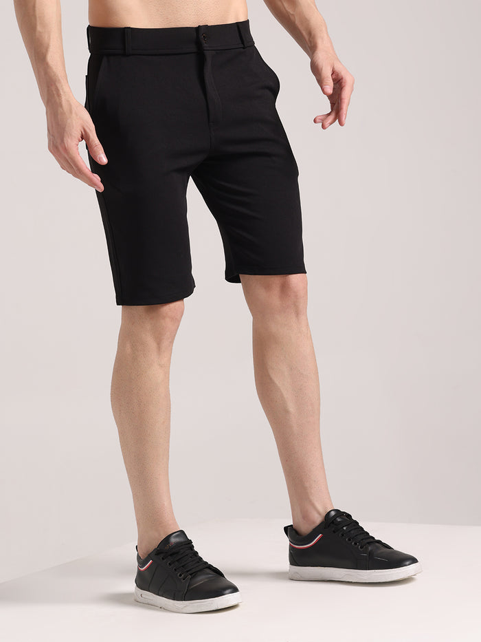 Men's Black Lycra Chinos Shorts