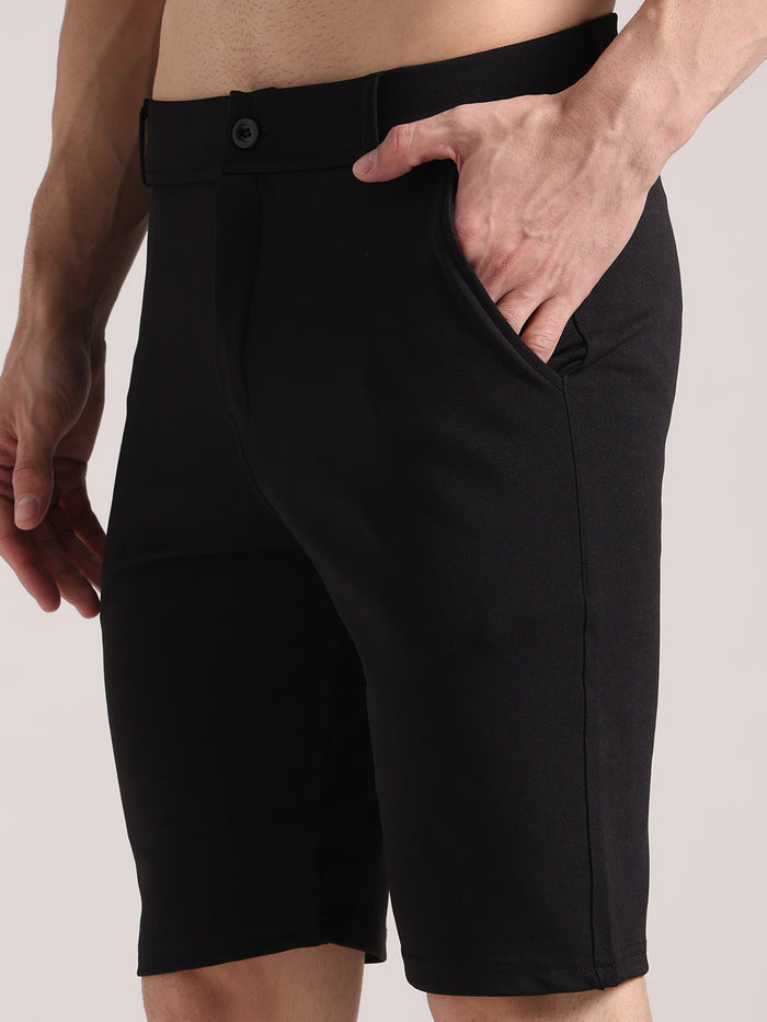 Men's Black Lycra Chinos Shorts