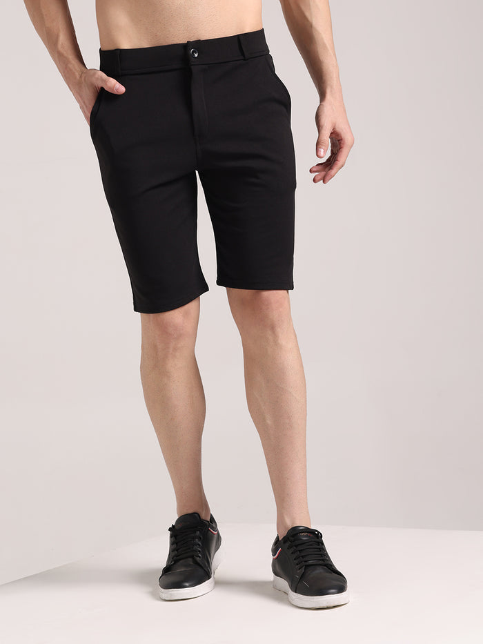 Men's Black Lycra Chinos Shorts