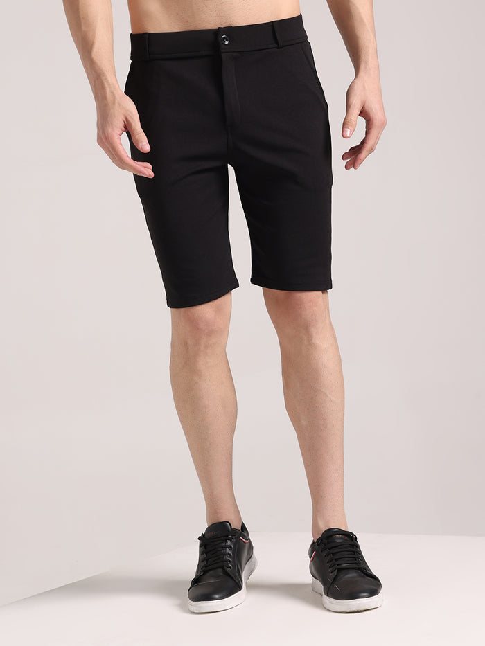 Men's Black Lycra Chinos Shorts