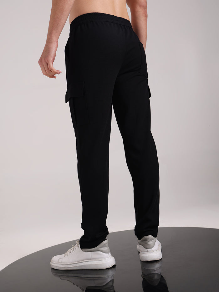 Men's Black Outer Mesh Cargo Track Pants