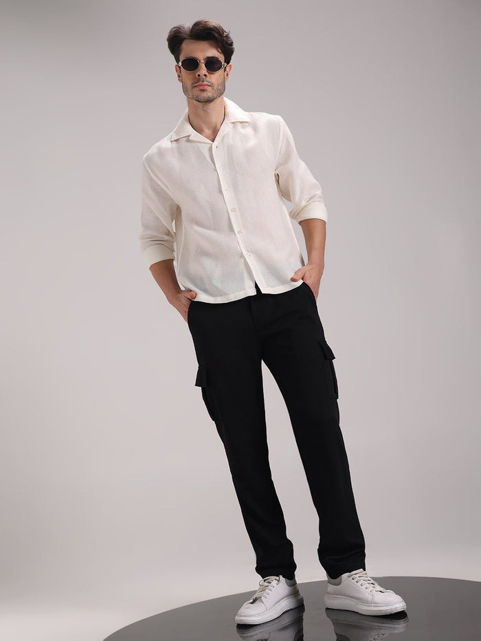 Men's Black Outer Mesh Cargo Track Pants