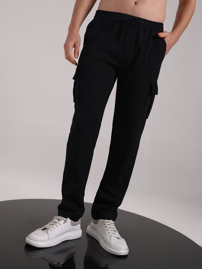 Men's Black Outer Mesh Cargo Track Pants