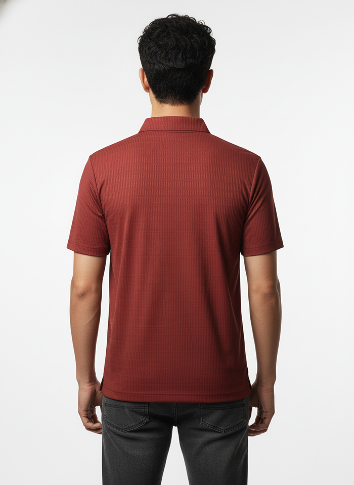 Men's Brick Red Stitchless Tech-Stretch Polo T-Shirt