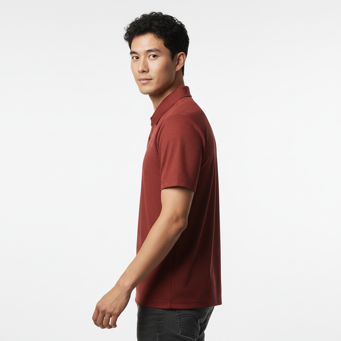 Men's Brick Red Stitchless Tech-Stretch Polo T-Shirt