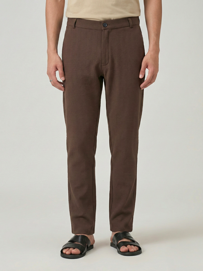 Men's Brown Checks Soft Lycra Trousers