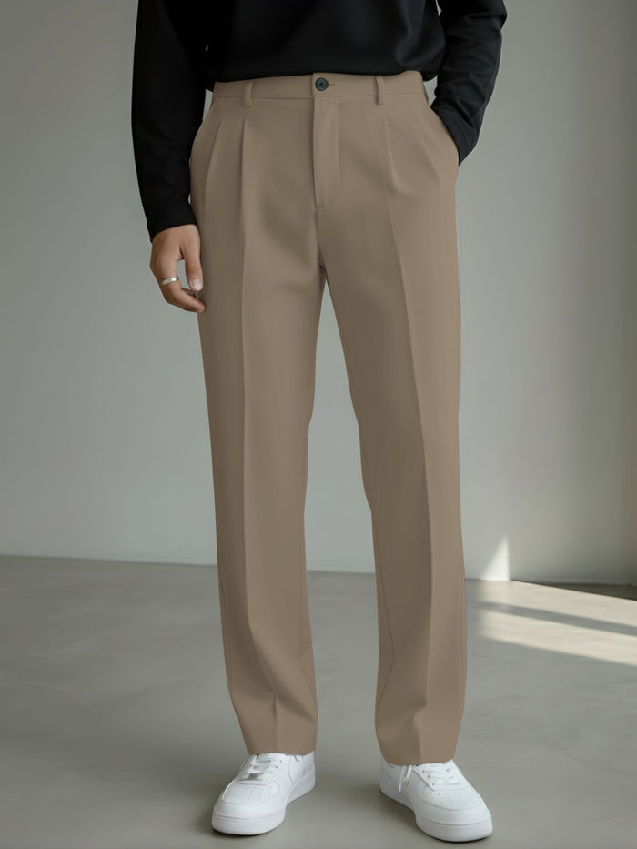 Men's Brown Loose-Fit Korean Trouser