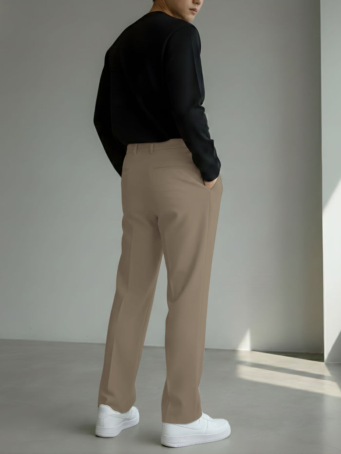 Men's Brown Loose-Fit Korean Trouser