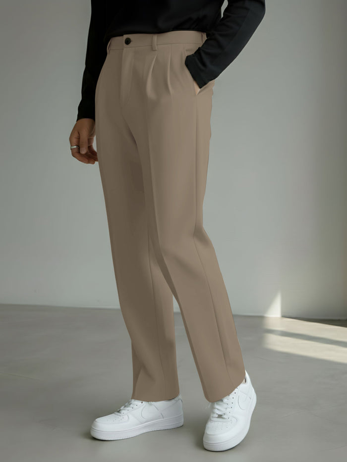 Men's Brown Loose-Fit Korean Trouser