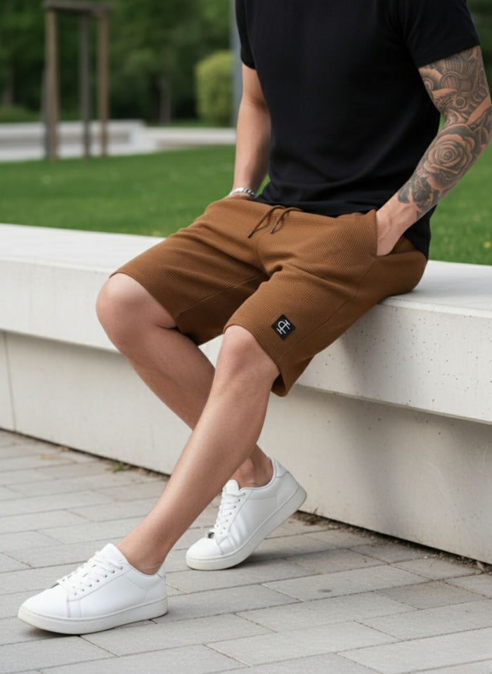 Men's Brown Premium Waffle Knit Shorts