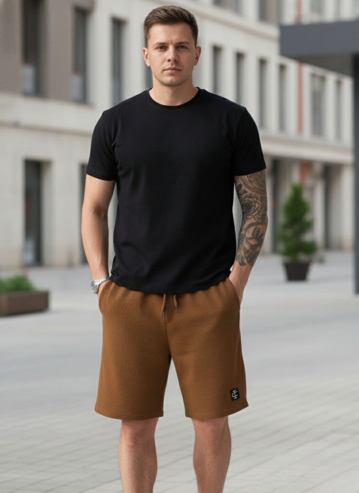 Men's Brown Premium Waffle Knit Shorts