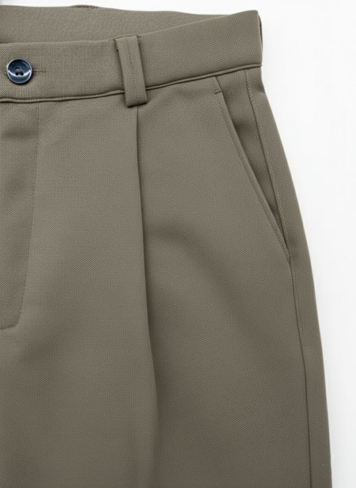 Men's Brown Relaxed Fit Pleated Trousers