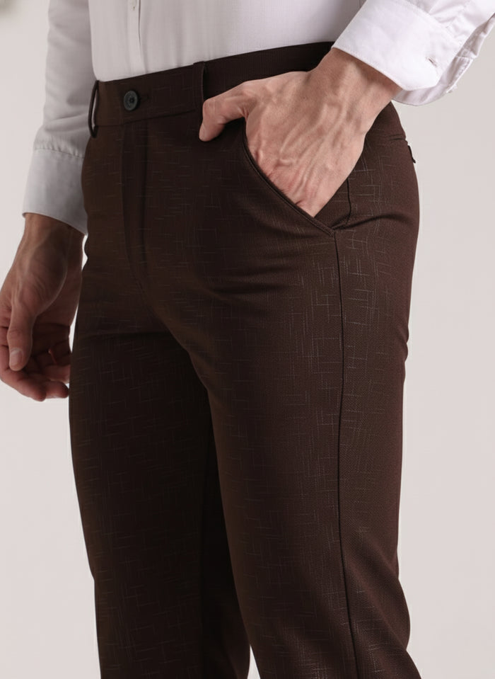 Men's Brown Soft Lycra Trouser