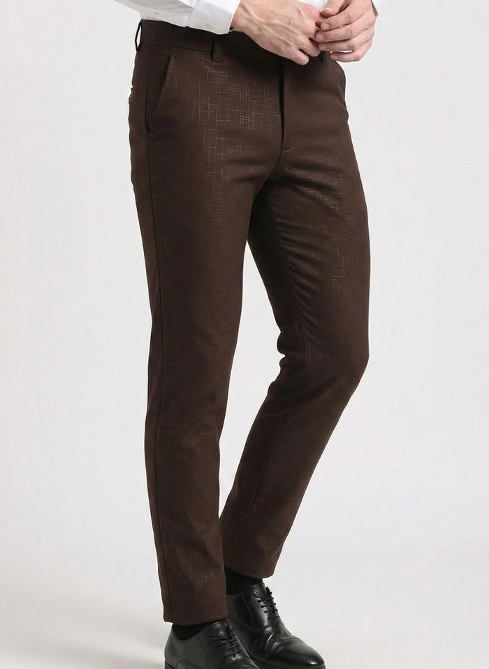 Men's Brown Soft Lycra Trouser