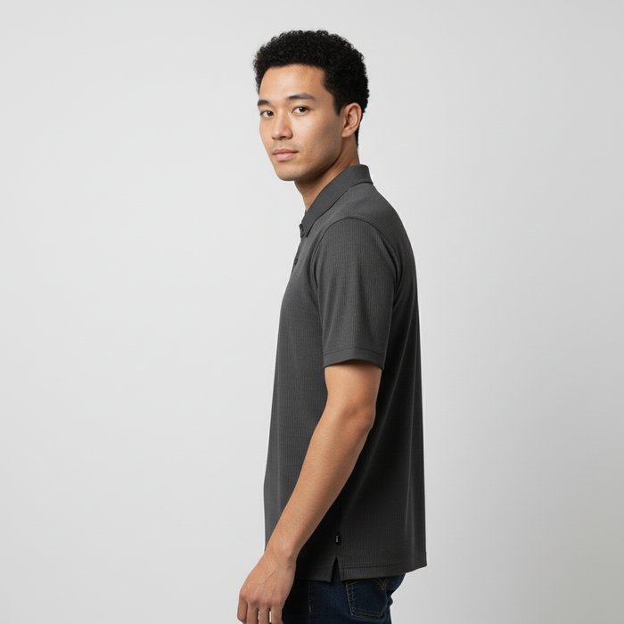 Men's Charcoal Grey Stitchless Tech-Stretch Polo T-Shirt