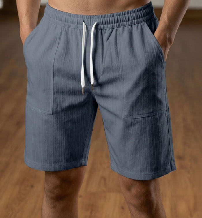 Men’s Charcoal Grey Textured Polyester Jute Drawstring Shorts