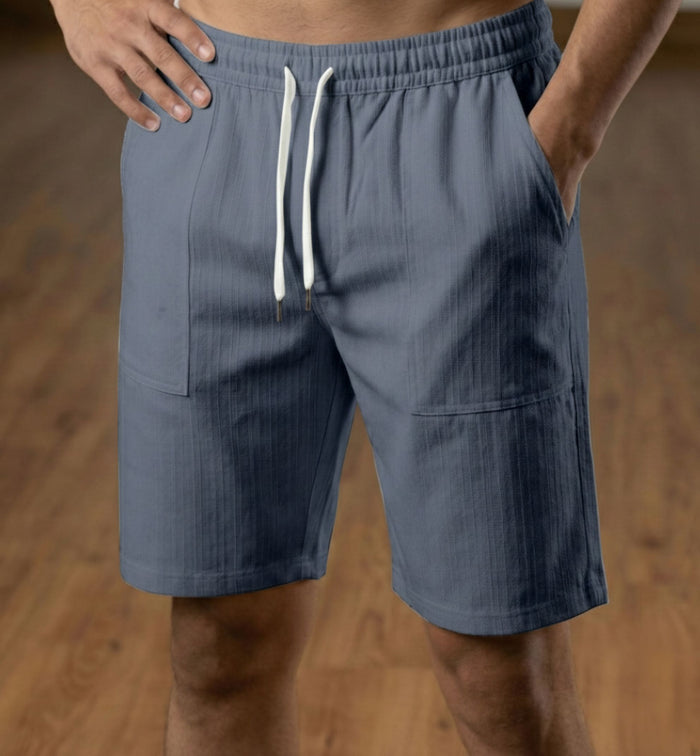 Men’s Charcoal Grey Textured Polyester Jute Drawstring Shorts