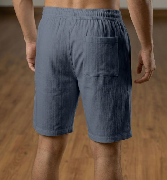 Men’s Charcoal Grey Textured Polyester Jute Drawstring Shorts
