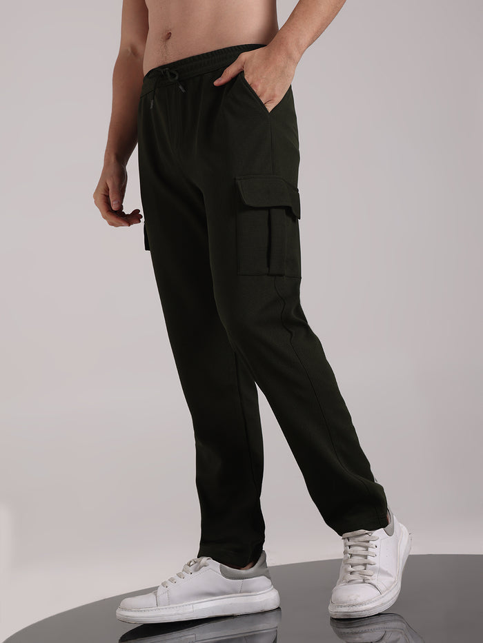 Men's Chrome Green Outer Mesh Cargo Track Pants