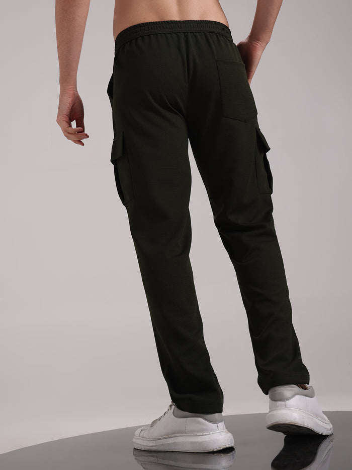 Men's Chrome Green Outer Mesh Cargo Track Pants