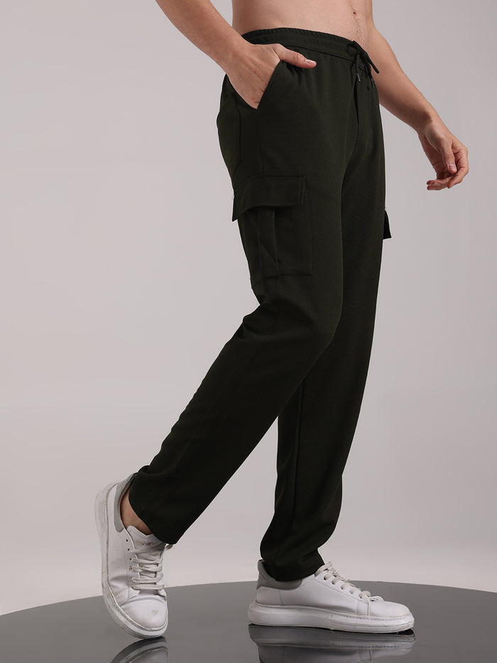 Men's Chrome Green Outer Mesh Cargo Track Pants