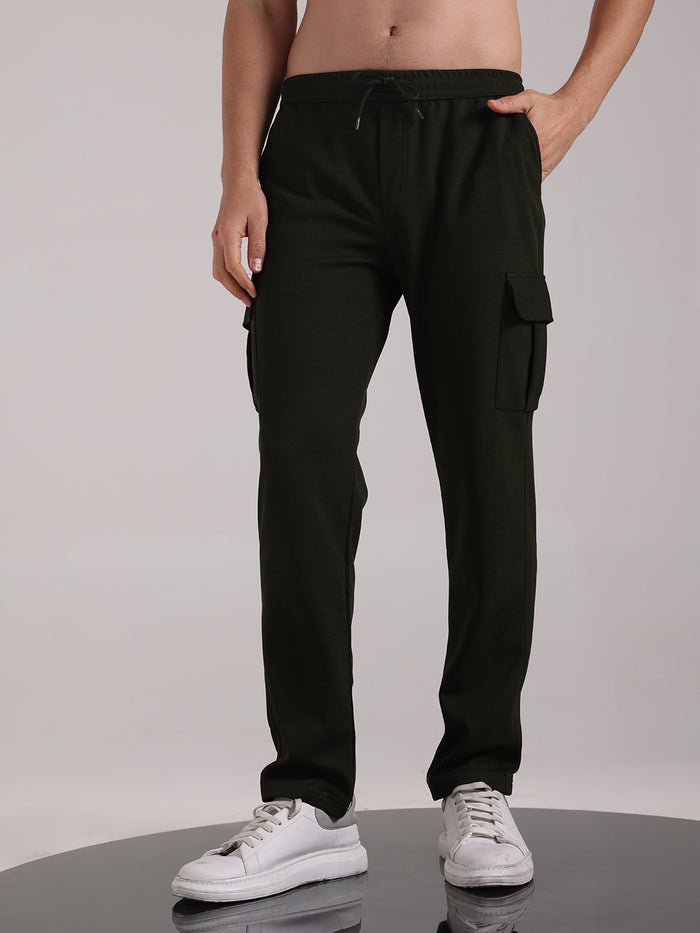 Men's Chrome Green Outer Mesh Cargo Track Pants