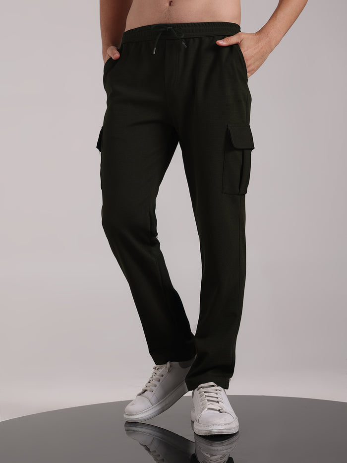 Men's Chrome Green Outer Mesh Cargo Track Pants