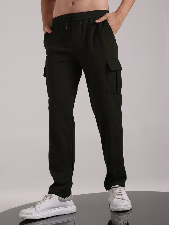 Men's Chrome Green Outer Mesh Cargo Track Pants