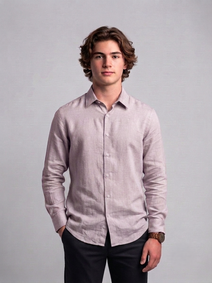 Men's Classic Poly-Linen Solid Shirt - Dusty Mauve