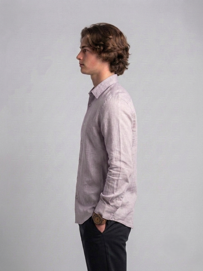 Men's Classic Poly-Linen Solid Shirt - Dusty Mauve