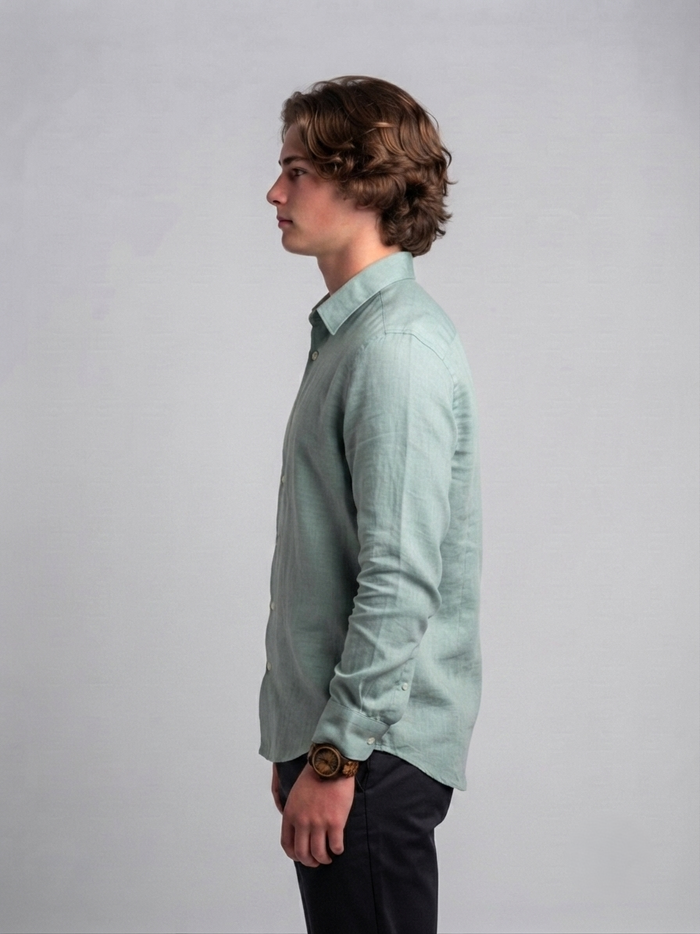 Men's Classic Poly-Linen Solid Shirt - Muted Sage Green
